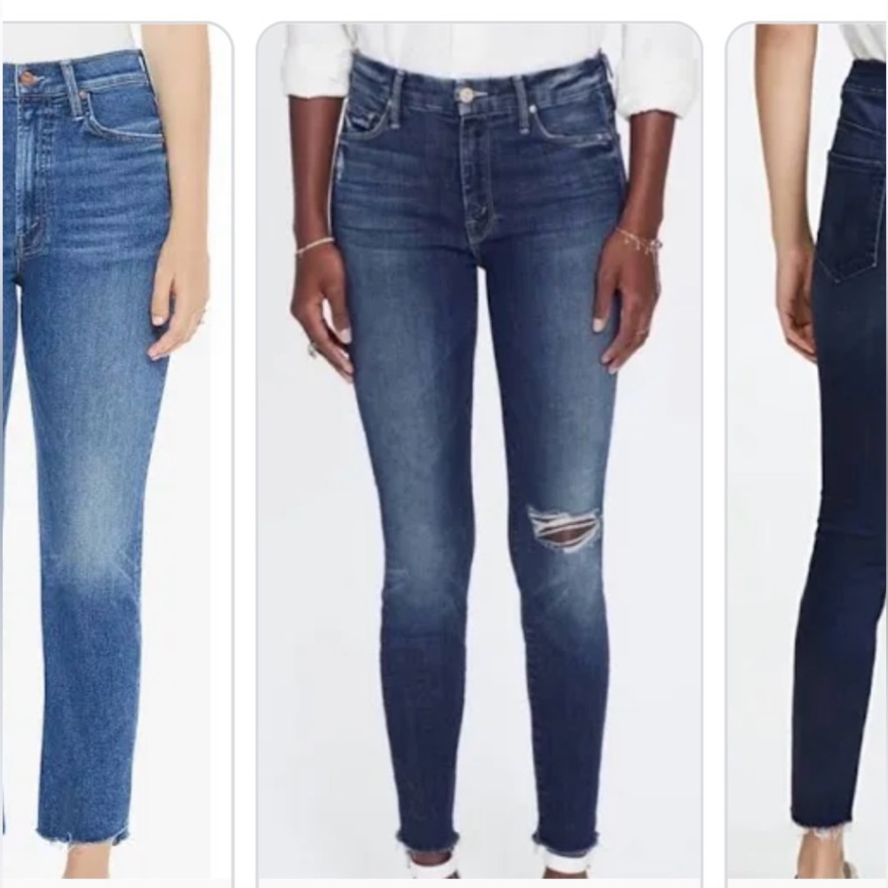MOTHER Looker High Rise Fray Ankle Skinny Distressed Jeans